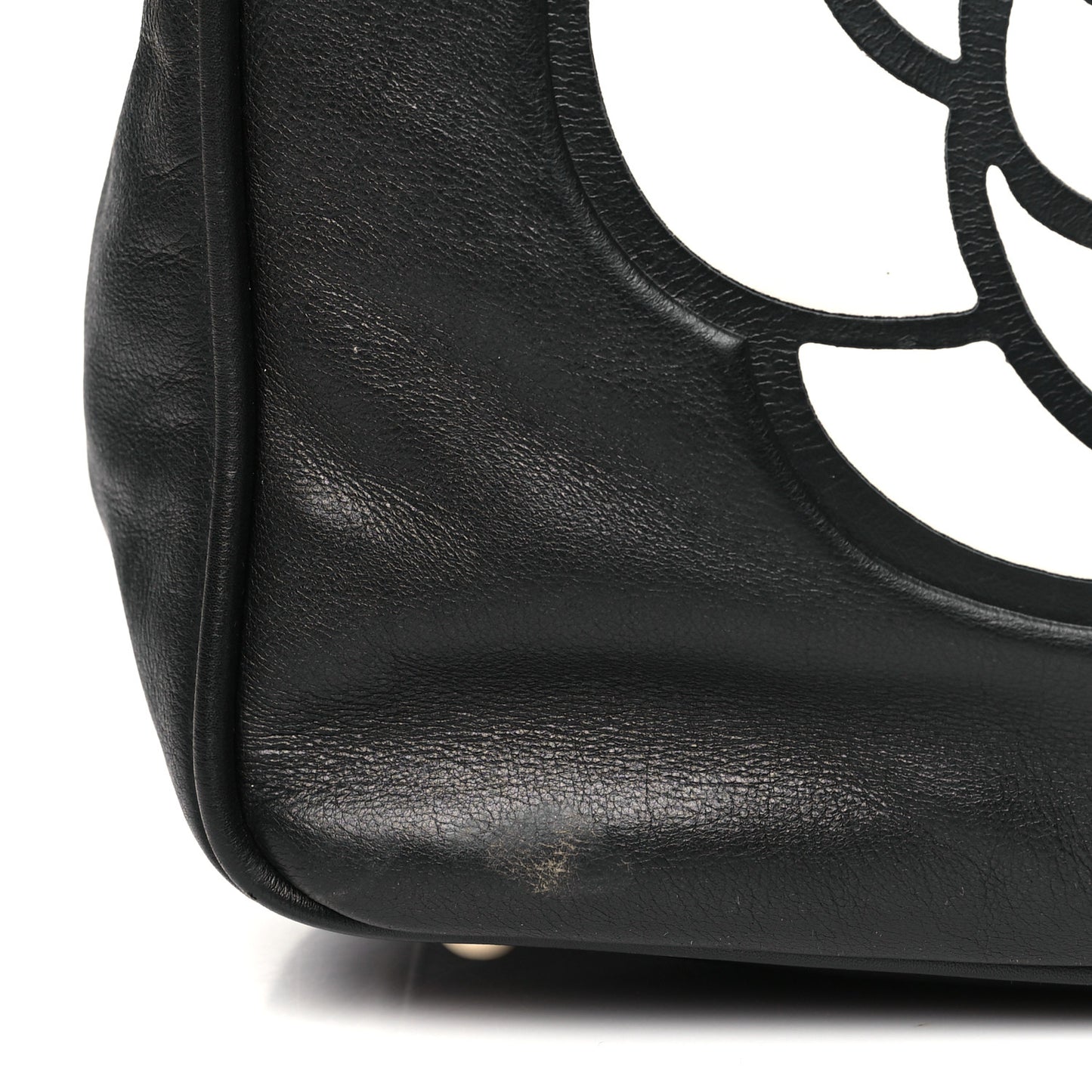 Lambskin Camellia Tote Black