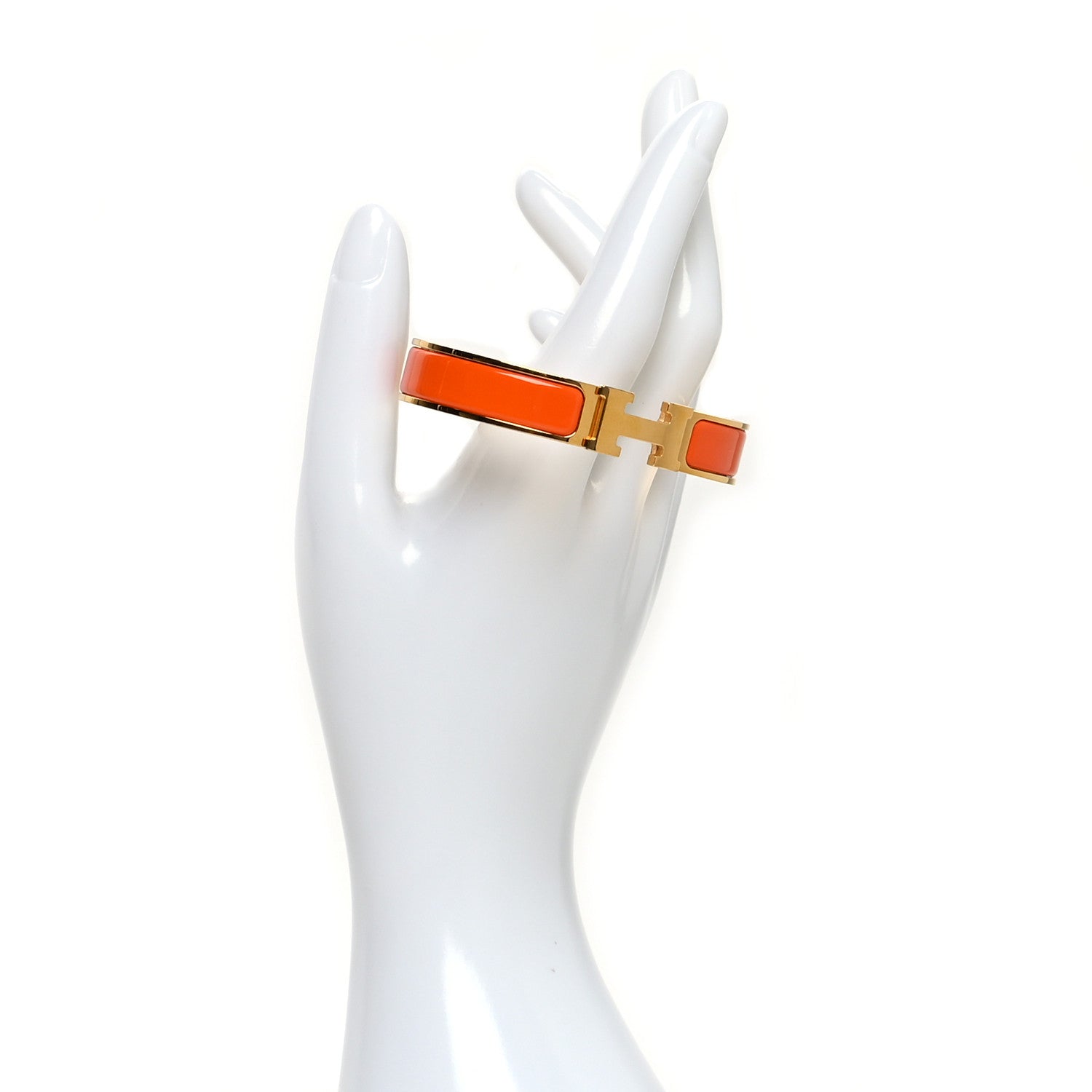 Hermes Enamel Narrow Clic Clac H Bracelet PM Orange 2 of 5