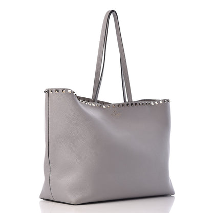 Valentino Garavani Grained Calfskin Rockstud Shoulder Tote Perla 3 of 20