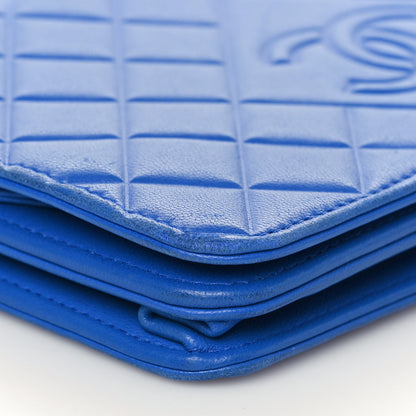 Chanel Lambskin Quilted Diamond CC Wallet On Chain WOC Blue 10 of 10