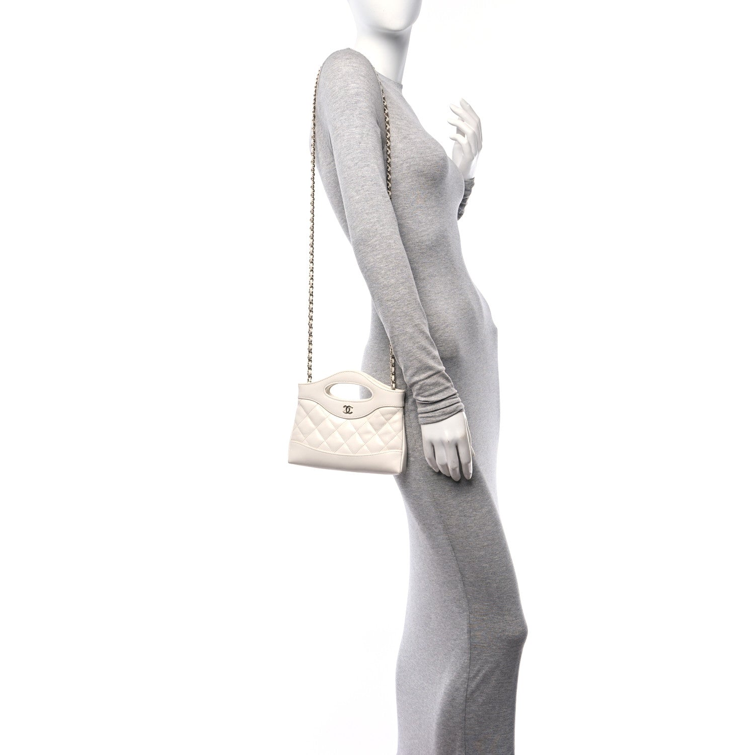 Chanel Shiny Lambskin Quilted Nano 31 Shopping Bag White 2 of 11