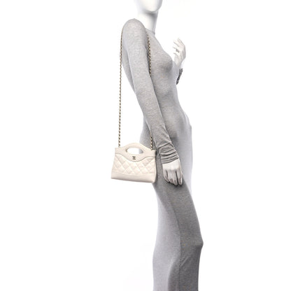 Chanel Shiny Lambskin Quilted Nano 31 Shopping Bag White 2 of 11