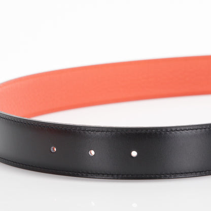 Hermes Box Togo 32mm Idem H Belt 85 Black Orange 5 of 6