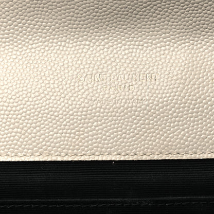 Saint Laurent Grain De Poudre Textured Mixed Matelasse Triquilt Monogram Clutch Blanc Vintage 6 of 11