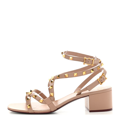 Valentino Garavani Nappa Rockstud Flair Ankle Wrap 45mm Sandals 40 Rose Cannelle 1 of 10