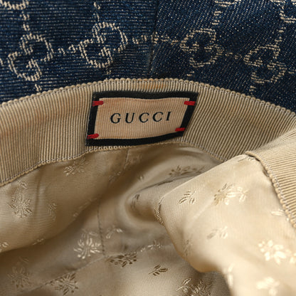 Gucci Washed Jacquard Denim Nappa GG Monogram Oscar Bucket Hat L Denim Cuir 8 of 10