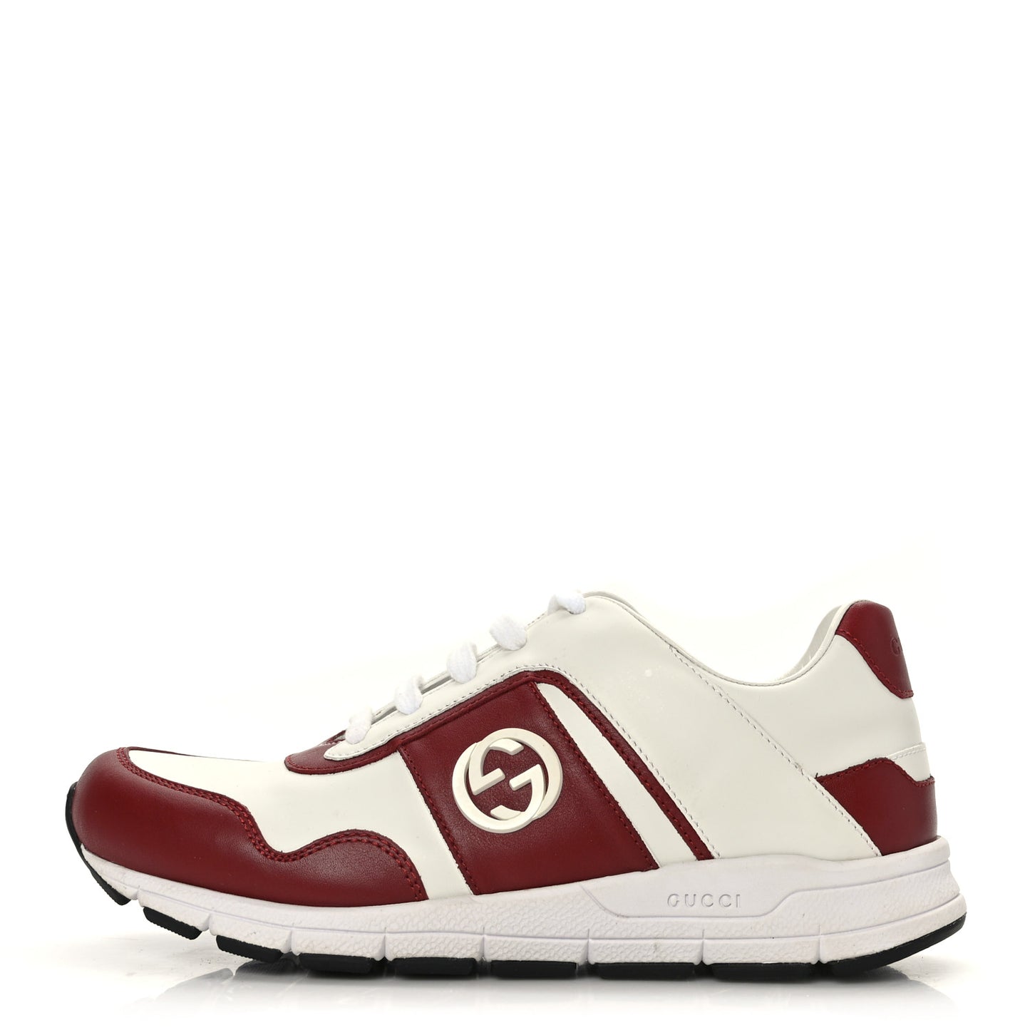 Calfskin Womens Interlocking G Sneakers 37 White Rosso