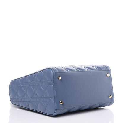 Christian Dior Lambskin Cannage Medium Lady Dior Denim Blue 4 of 9