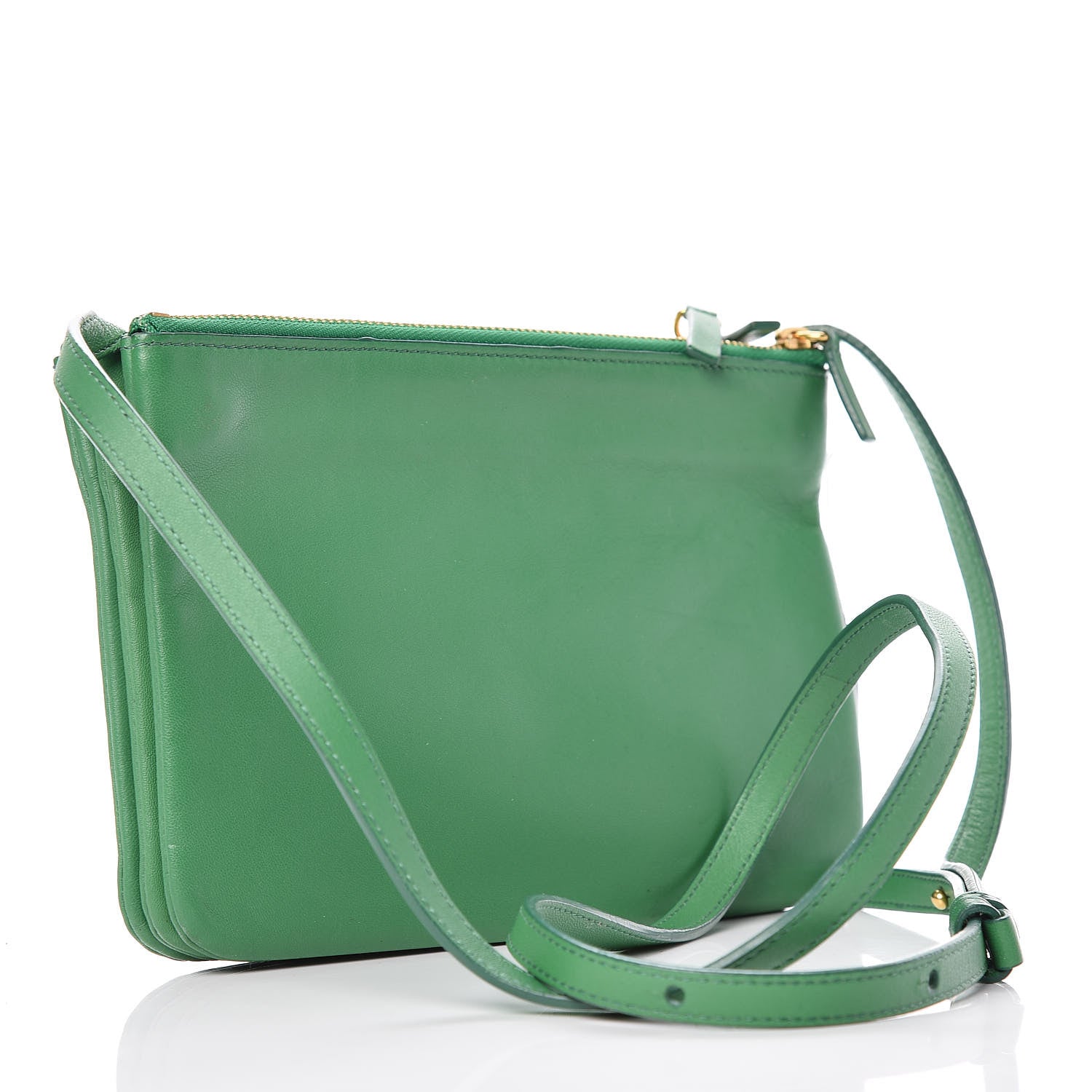 Celine Lambskin Small Trio Crossbody Bag Grass 3 of 13