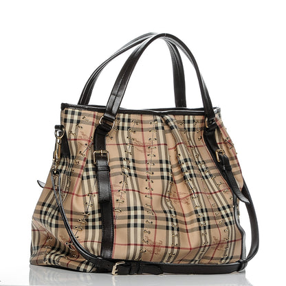 Burberry Haymarket Check Metal Stitch Lowry Dark Brown 3 of 8
