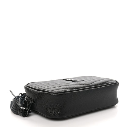 Saint Laurent Grain De Poudre Matelasse Monochrome Monogram Mini Lou Camera Bag Black 4 of 10