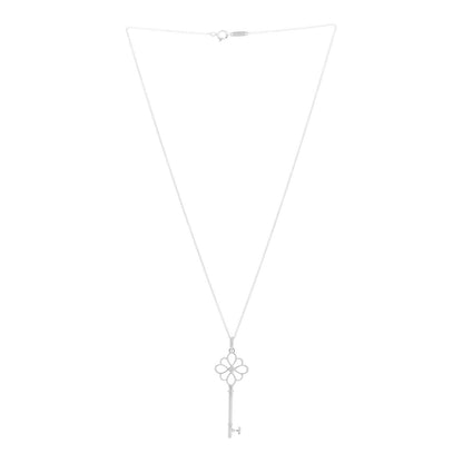 Tiffany Sterling Silver Diamond Knot Key Pendant Necklace 3 of 7