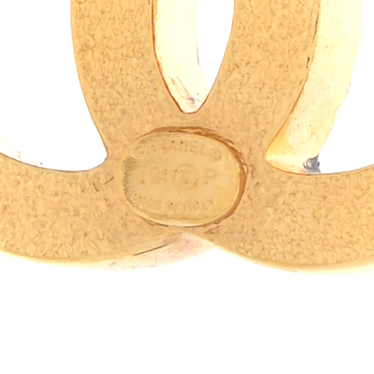 Chanel Metal Enamel CC Hoop Earrings Gold Denim Blue 4 of 5