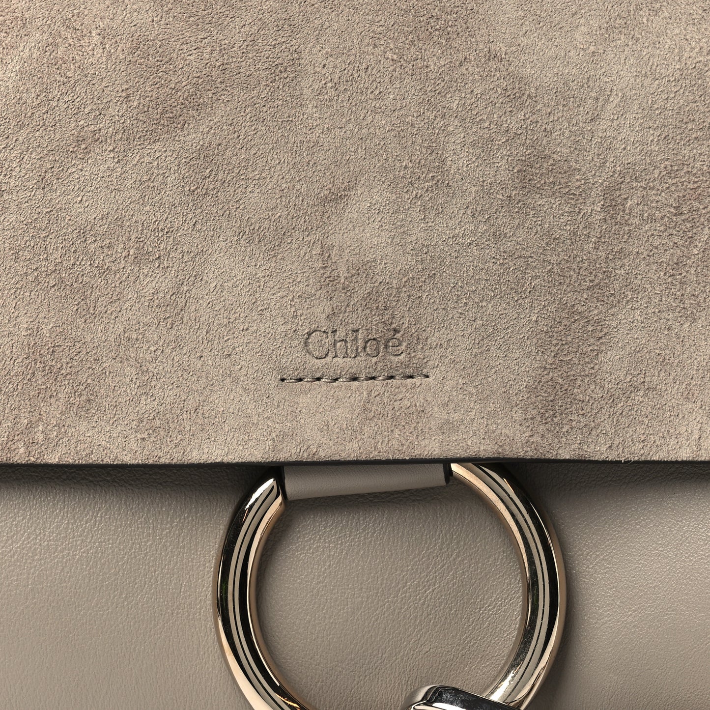 Suede Calfskin Small Faye Shoulder Bag Motty Grey