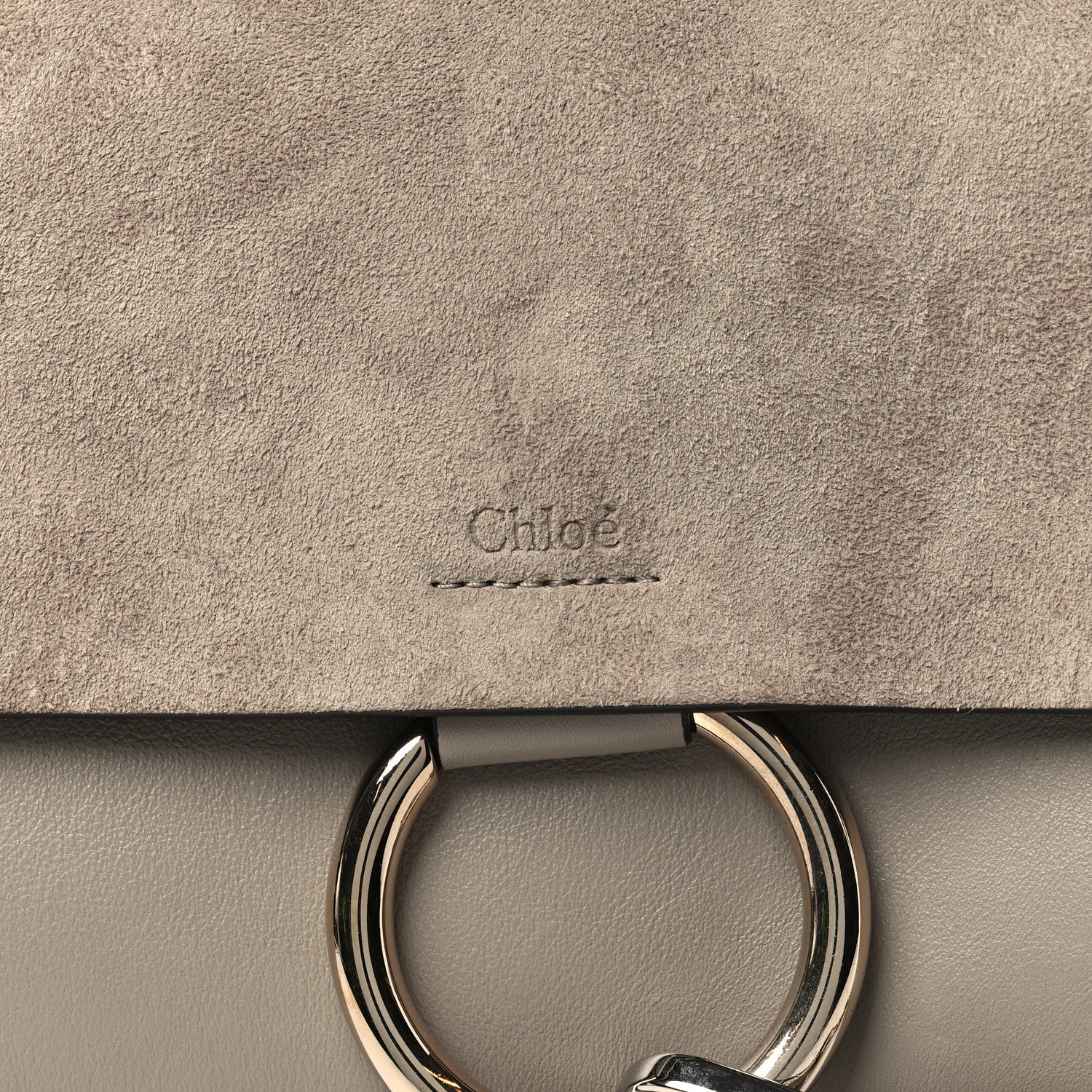 Chloe Suede Calfskin Small Faye Shoulder Bag Motty Grey 8 of 10