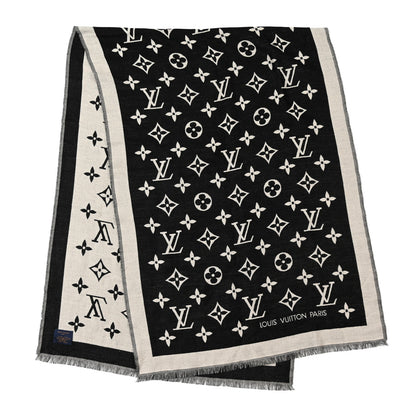 Louis Vuitton Silk Wool Monogram Miss LV Stole Black 2 of 6