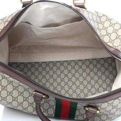 Gucci GG Supreme Monogram Textured Dollar Calfskin Web Medium Ophidia Carry-On Duffle Bag Beige Ebony New Acero 4 of 4
