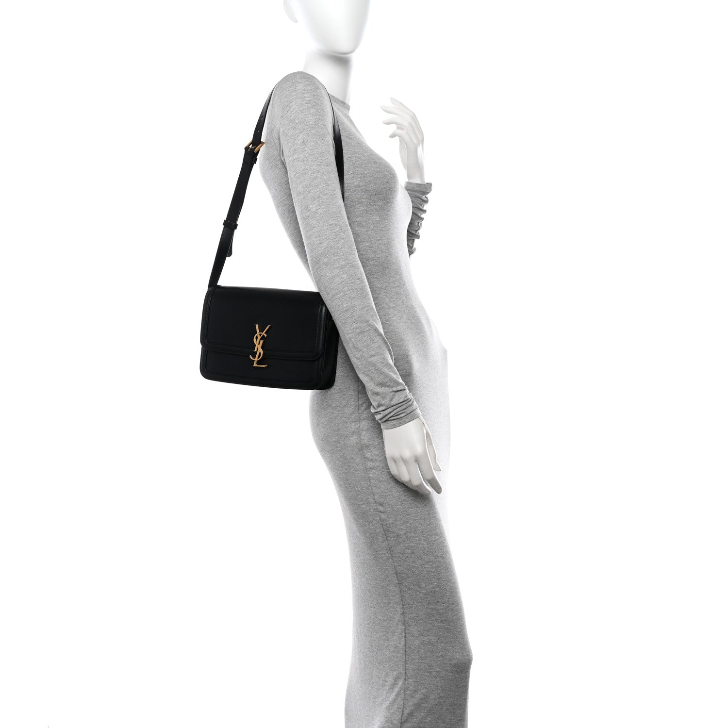 Saint Laurent Box Calfskin Monogram Medium Solferino Satchel Black 2 of 15