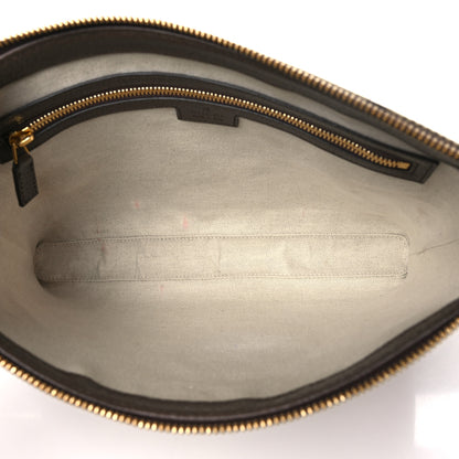Gucci Monogram Jumbo GG Textured Dollar Calfskin Web Wristlet Messenger Bag Camel Ebony New Acero 5 of 10