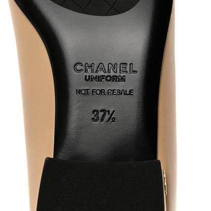Chanel Lambskin Cap Toe CC Uniform Ballerina Flats 37.5 Beige Black 9 of 9