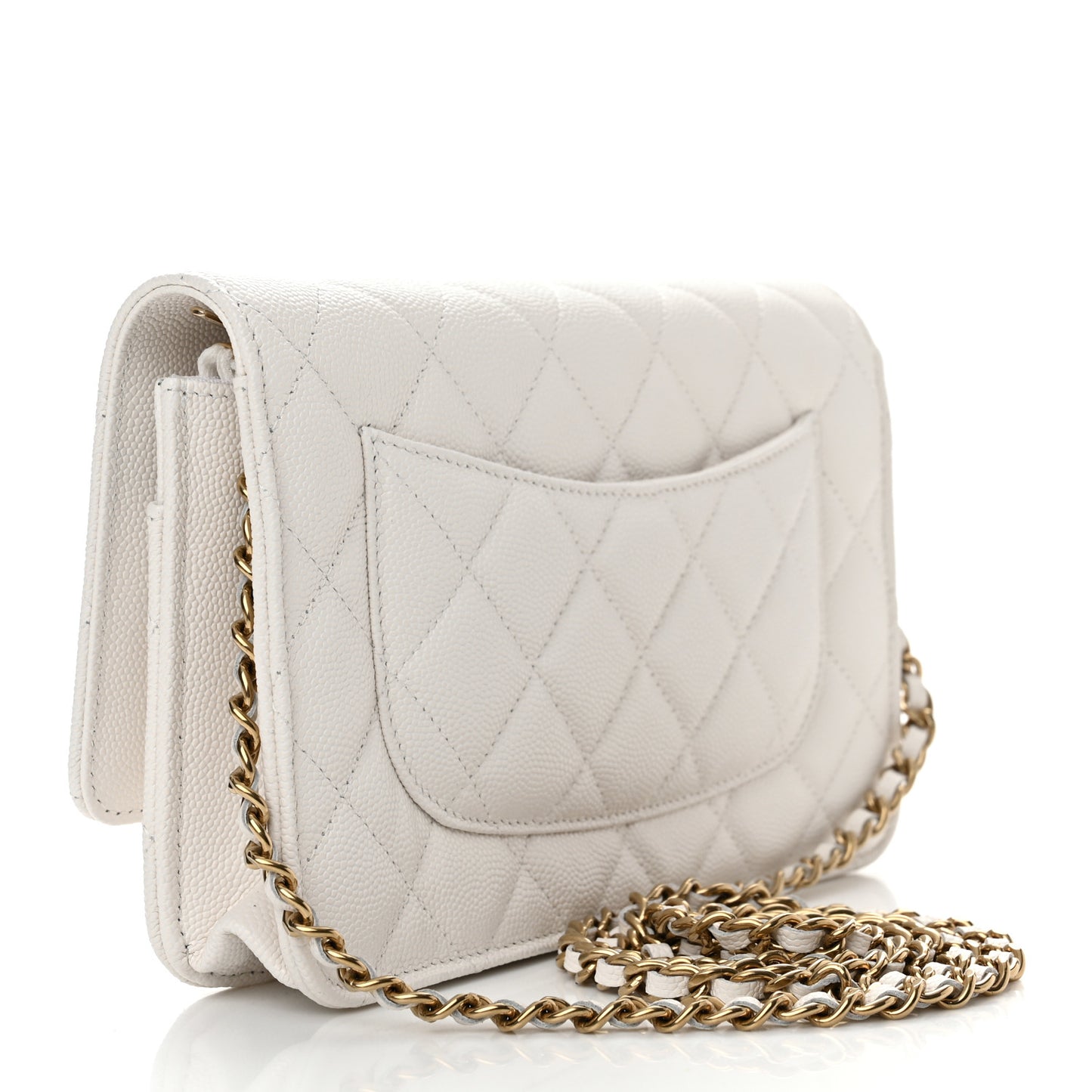 Caviar Quilted Wallet On Chain WOC White