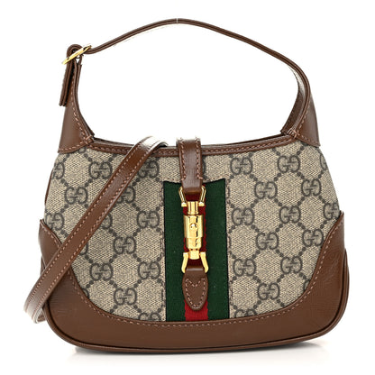 Gucci GG Supreme Monogram Azalea Calfskin Web Mini Jackie 1961 Hobo Beige Ebony Brown Sugar 1 of 10