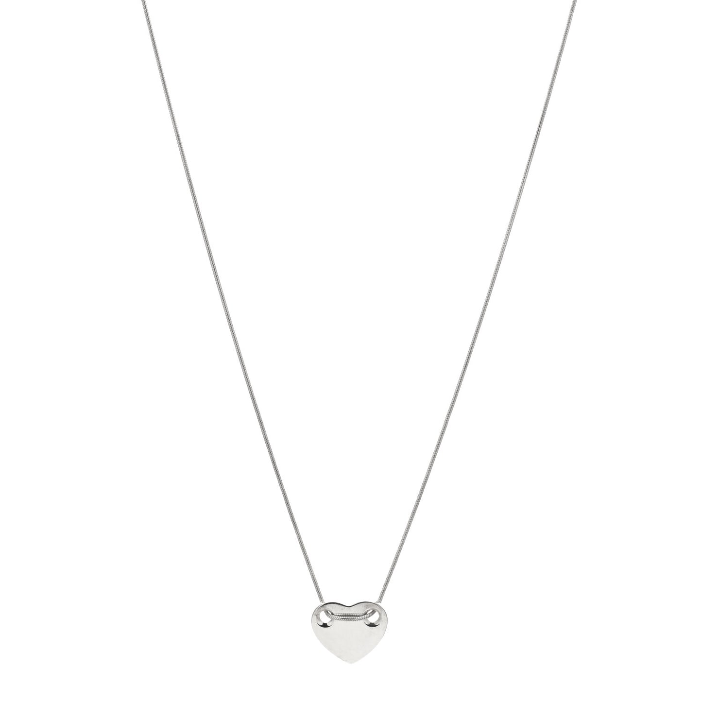 Sterling Silver Flat Heart Pendant Necklace