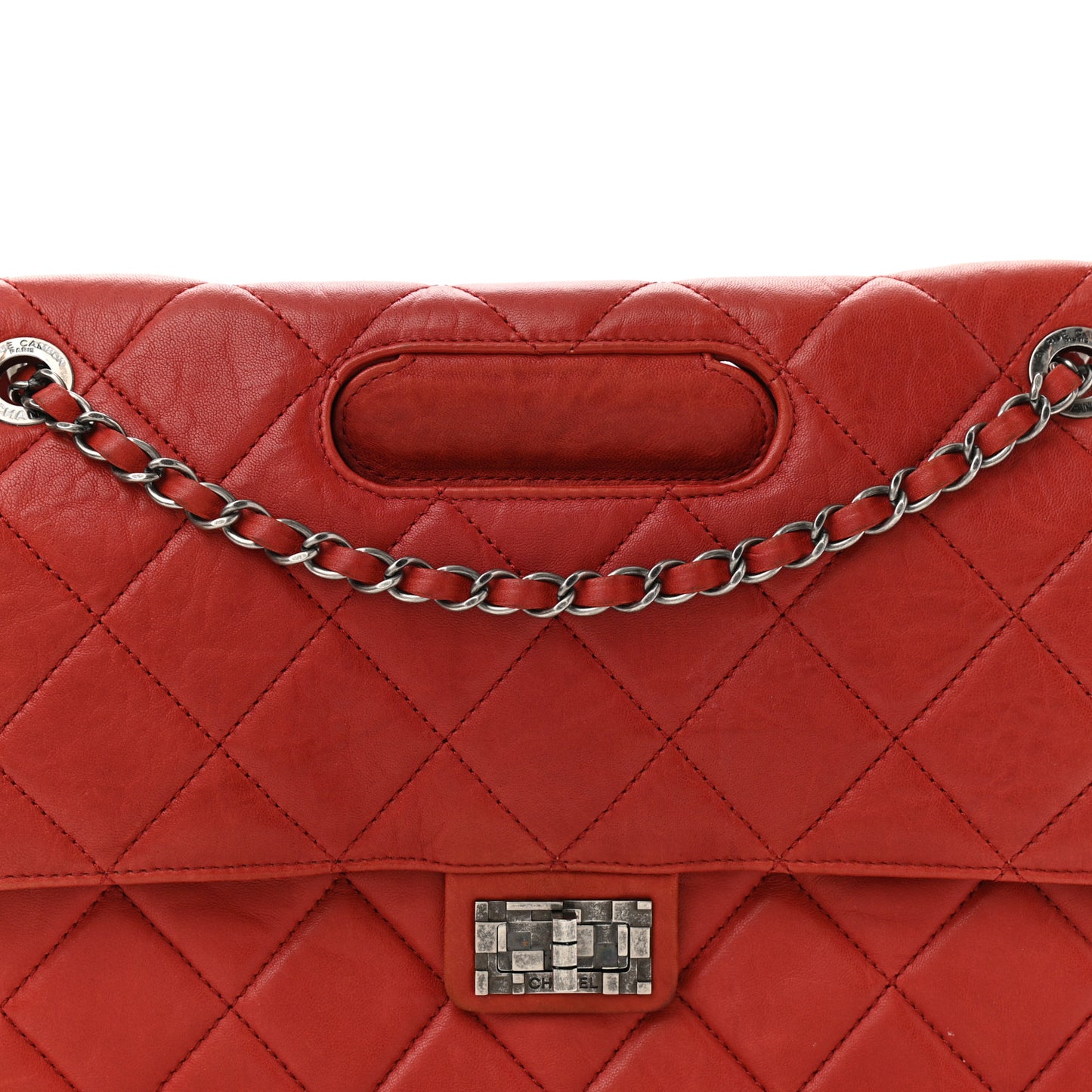 Washed Lambskin Jumbo Take Away Flap Red