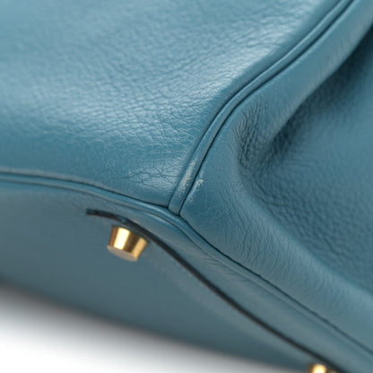 Hermes Taurillon Clemence Birkin 30 Blue Jean 8 of 15