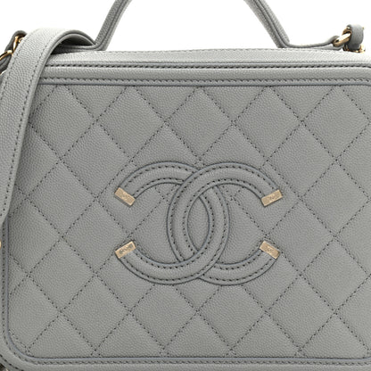 Chanel Caviar Quilted Medium CC Filigree Vanity Case Grey 8 of 11