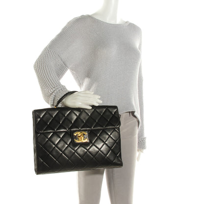 Chanel Lambskin Quilted Briefcase Laptop Bag Black 2 of 9