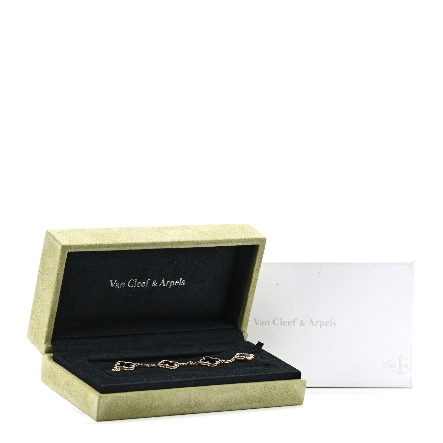 Van Cleef & Arpels 18K Yellow Gold Black Onyx 5 Motifs Vintage Alhambra Bracelet 5 of 5