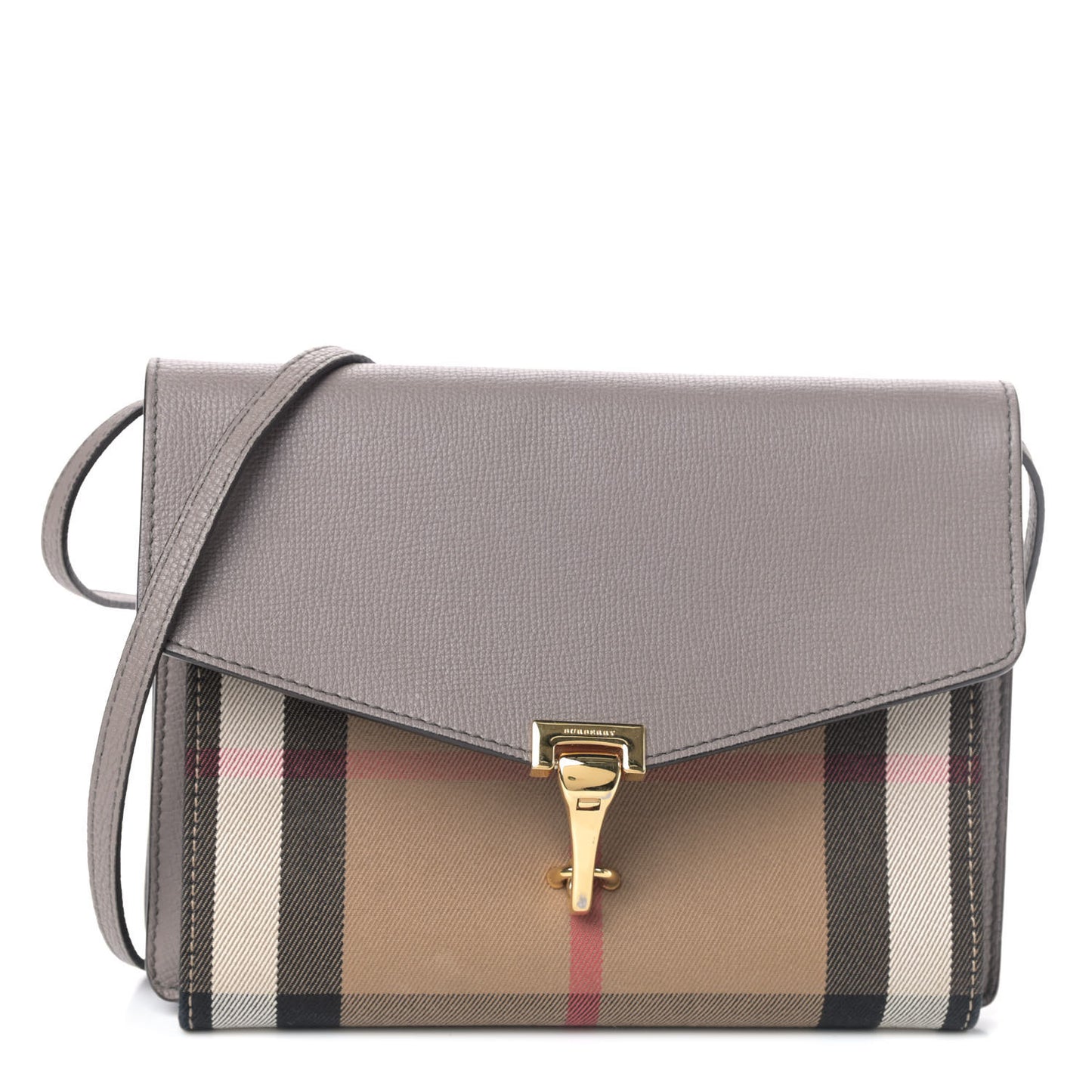 Derby Calfskin House Check Small Macken Crossbody Bag Light Grey Melange
