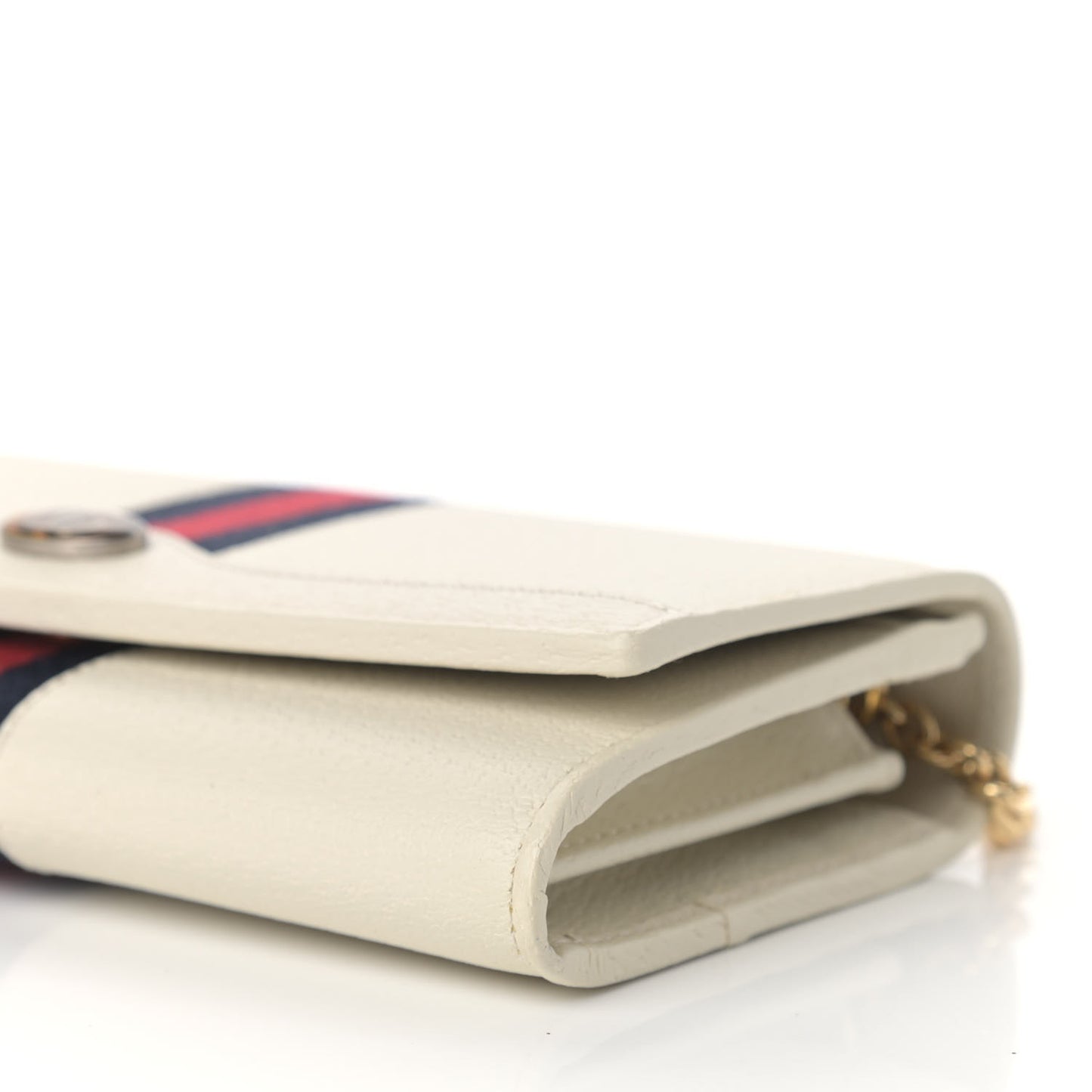Textured Calfskin Web Ophidia Wallet On Chain Mystic White