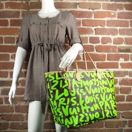 Louis Vuitton Monogram Graffiti Neverfull GM Green 2 of 7