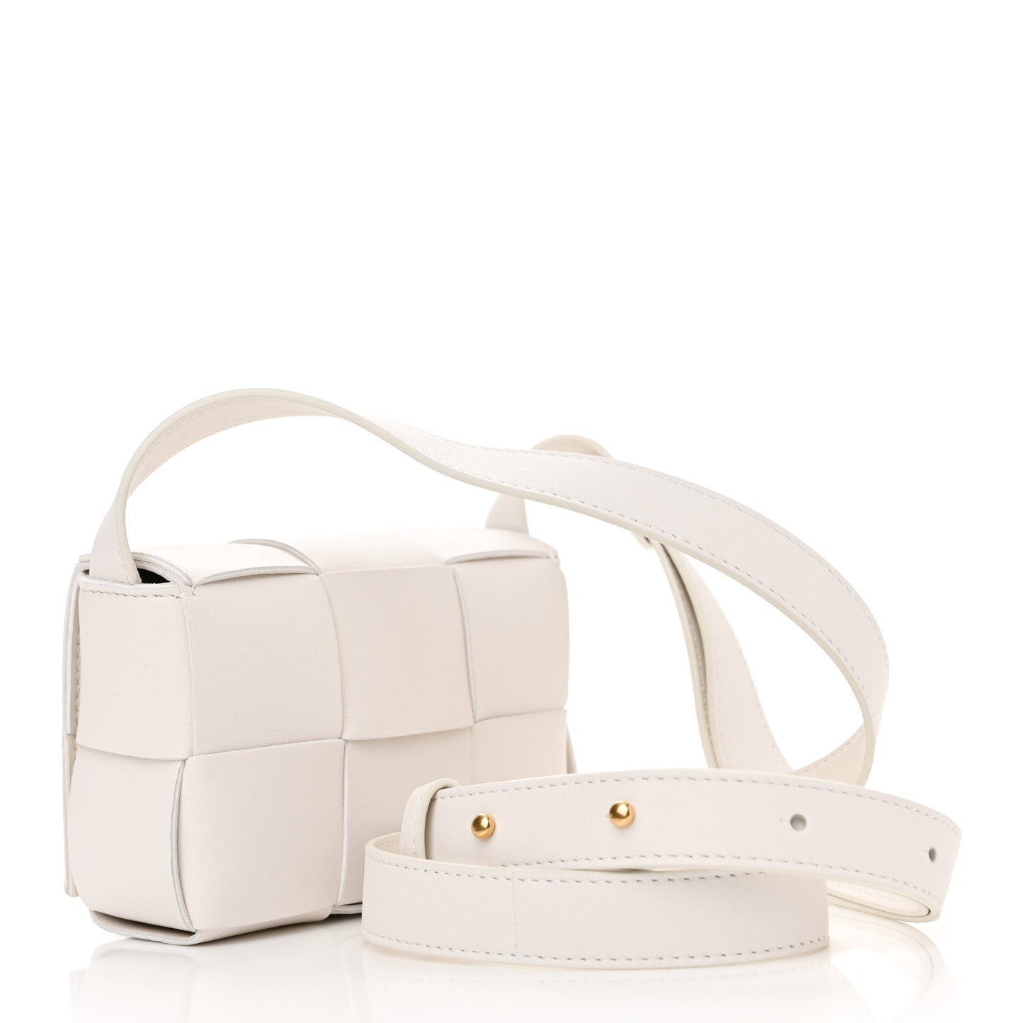 Lambskin Maxi Intrecciato Extra Mini Cassette Crossbody Bag White