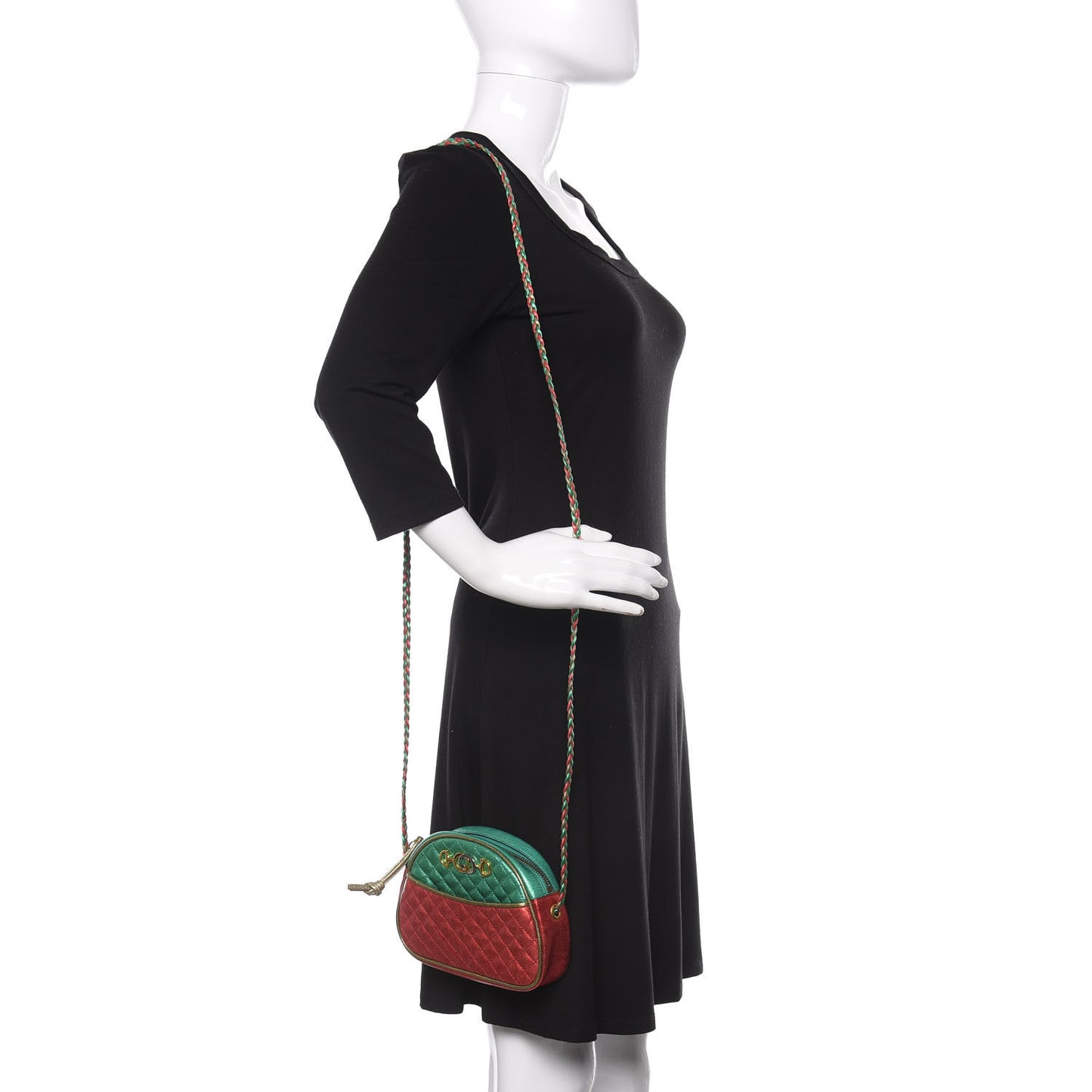 Laminated Nappa Trapuntata Mini Zumi Dome Shoulder Bag Rosso Jasmine Green Rame