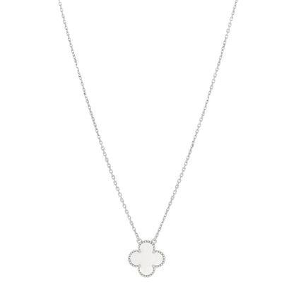 Van Cleef & Arpels 18K White Gold Mother of Pearl Vintage Alhambra Pendant Necklace 1 of 7