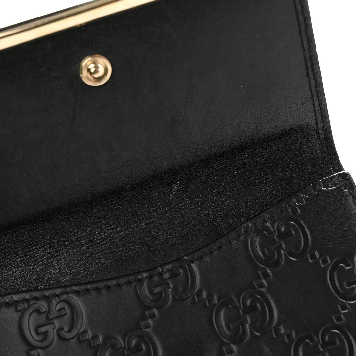 Guccissima Metal Bar French Flap Wallet Black