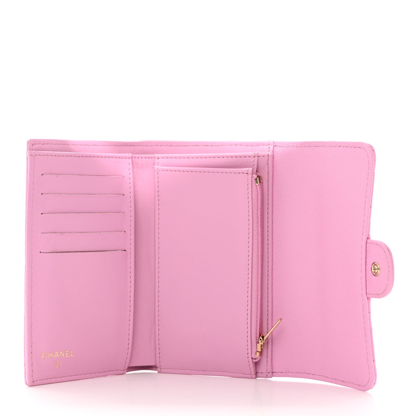 Caviar Quilted Medium Flap Wallet Pink