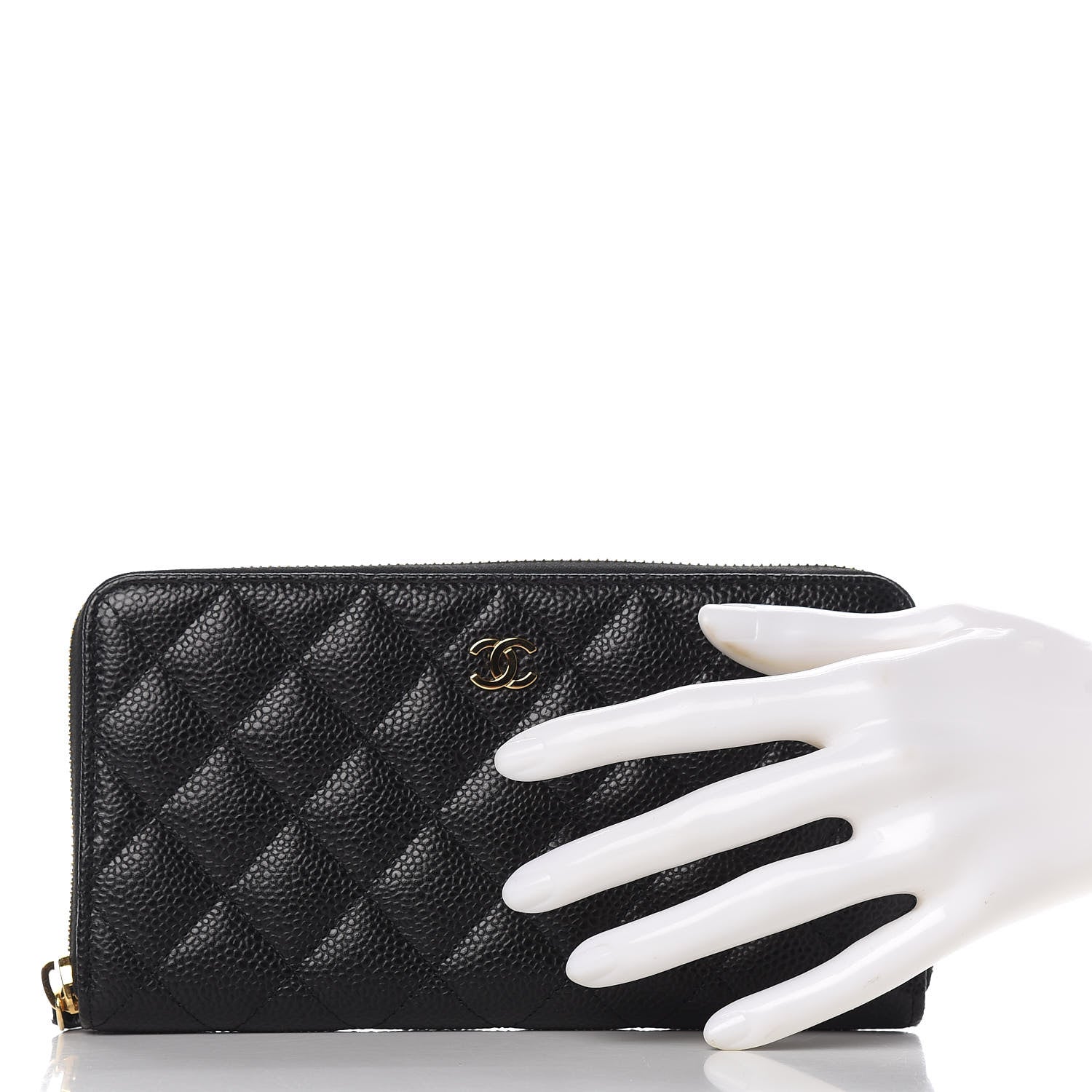 Chanel Caviar Quilted Large Gusset Zip Around Wallet Black 2 of 12