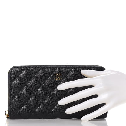 Chanel Caviar Quilted Large Gusset Zip Around Wallet Black 2 of 12
