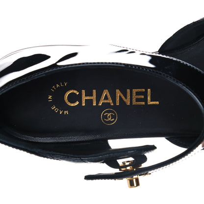Chanel Patent Lambskin Quilted Cap Toe Ballerina Flats 36.5 Black 7 of 10