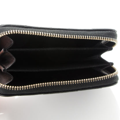 Chanel Calfskin Chevron Quilted Zip Around Coin Purse Wallet Black 5 of 7
