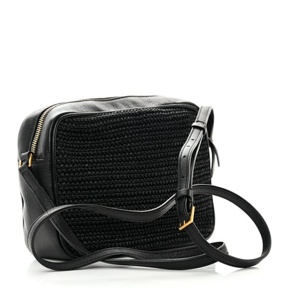 Saint Laurent Raffia Canvas Monogram Lou Camera Bag Black 3 of 14