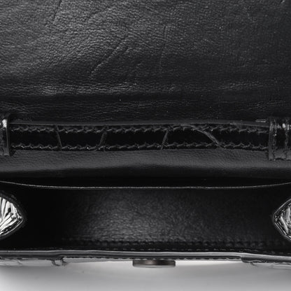 Balenciaga Shiny Calfskin Monochrome Crocodile Embossed Hourglass Top Handle Bag Mini Black 4 of 4
