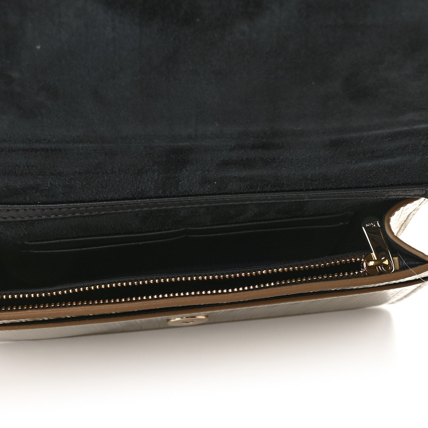 Metallic Patent Micro-Cannage 30 Montaigne 2 in 1 Pouch Gold