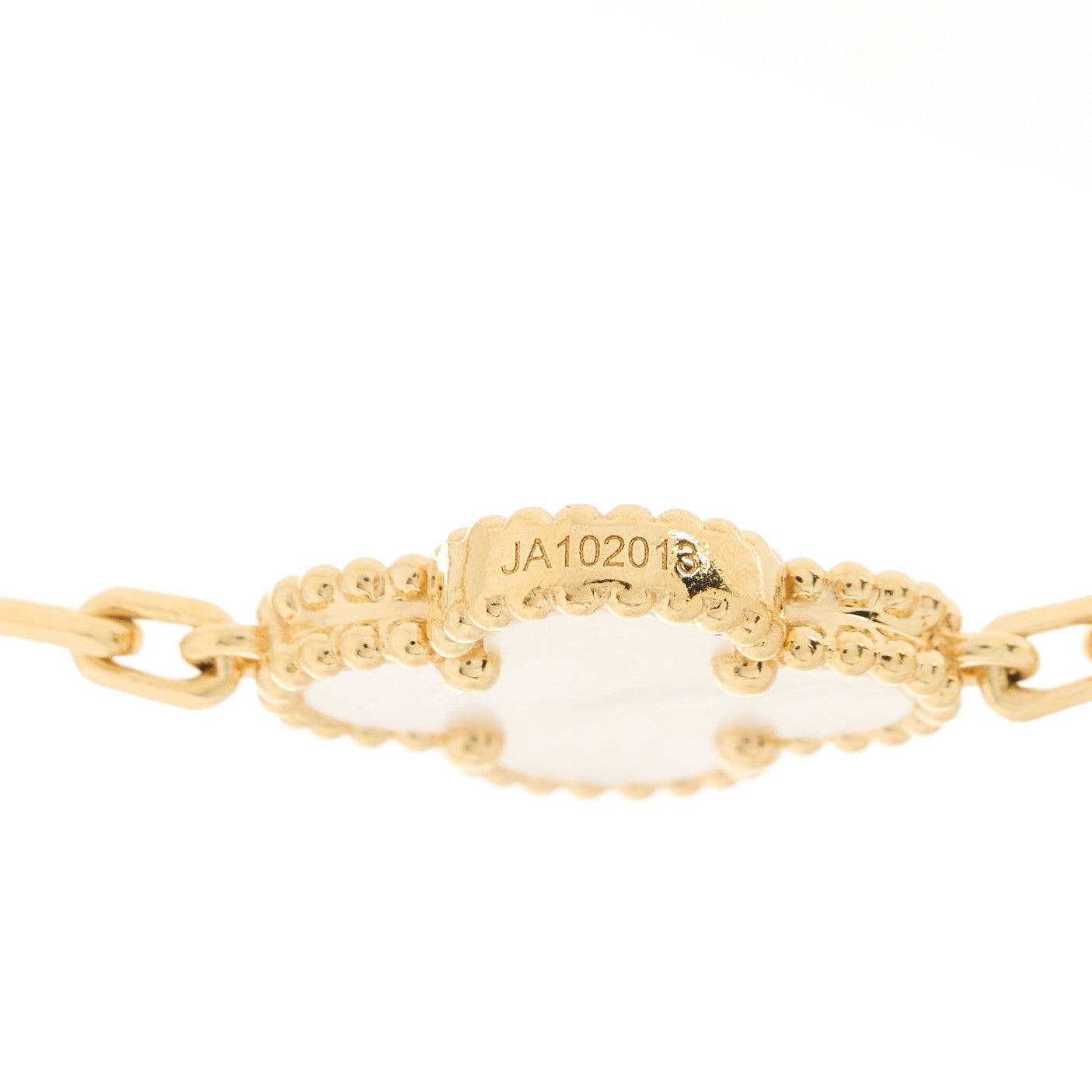 18K Yellow Gold Mother of Pearl 10 Motifs Vintage Alhambra Necklace