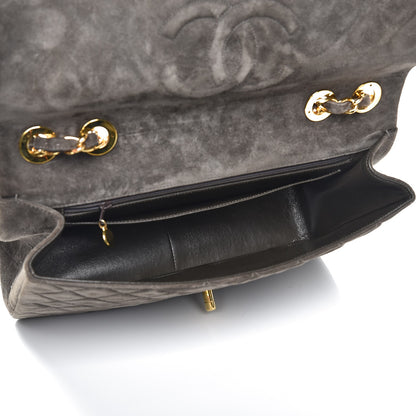 Chanel Suede Quilted Jumbo Single Flap Grey 5 of 10