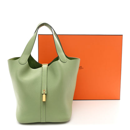 Hermes Taurillon Clemence Picotin Lock 22 MM Vert Criquet 11 of 11